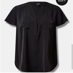 NWT Torrid Harper Studio Crepe Flutter Short Sleeve Blouse plus size 3
